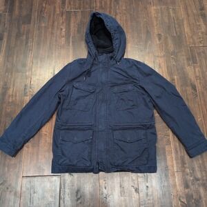 GAP x Pendleton Navy Blue Hooded Field‎ Jacket Men's M Red Plaid Flannel Lined